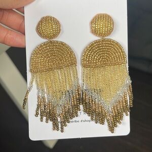 12th Tribe Elegant Gold & Bronze Beaded Tribal Boho Earrings